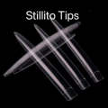 Stiletto - XXL Half Cover Nail Tips - 10pcs - Clear