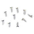Metal Nail Jewelry - Silver Feathers with Rhinestone - 10pcs