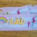 UNICORN BOTTEL LABELS  SET OF 4 birthday party themed decor personalized with name and age