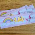 UNICORN BOTTEL LABELS  SET OF 4 birthday party themed decor personalized with name and age