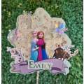 FROZEN CAKE TOPPER birthday party themed decor glitter shaker style personalized with name and age