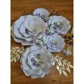 DO IT YOURSELF SET OF 5 PAPER FLOWERS WITH PAPER BUTTERFLIES AND LEAVES WHITE AND SILVER, Nursery...