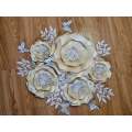 DO IT YOURSELF SET OF 5 PAPER FLOWERS WITH PAPER BUTTERFLIES AND LEAVES CREAM AND SILVER, Nursery...
