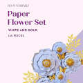 DO IT YOURSELF SET OF 5 PAPER FLOWERS WITH PAPER BUTTERFLIES AND LEAVES LILAC/PURPLE AND GOLD, Nu...