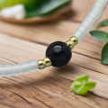 Black Agate & Seed Bead Adjustable Bracelet