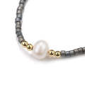 Pearl & Black Seed Bead Adjustable Bracelet