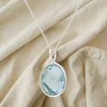 Radiant Reversible Blue Topaz Sterling Silver Necklace