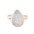 Radiant Pear Rainbow Moonstone Sterling Silver Ring