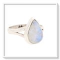 Radiant Pear Rainbow Moonstone Sterling Silver Ring