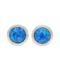 Liquid Fire: Round Synthetic Opal Earrings