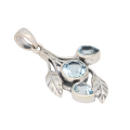 Leafy Charms: Blue Topaz Sterling Silver Pendant