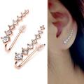 Italina Rhinestone Crystal Ear Cuff Earrings 18K Rose Gold Plated - Silver