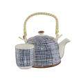 Blue Weave Ceramic Teapot Set (Incl 4 Mugs)