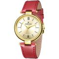 Daniel Klein Premium Watch DK11217-4 Gold Plated Stainless Steel Head With Gold Dial On Faded Red Le