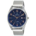 Daniel Klein Watch DK11743-1 Silver On Silver Mesh With Rose Markers On Blue Dial