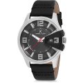 Daniel Klein Watch DK12161-5 Silver On Black Leather With Silver Markers On Black Dial