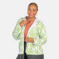 Women's Aria Jacket Sage Green Patterned And White Zip