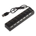 7 Ports USB 2. 0 Hub- High Speed USB Hub - Black