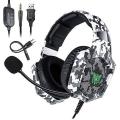 GSUMMER Gaming Headphones, Glowing Gaming Headphones with Wheat Noise Cancelling Headphones, Camo...