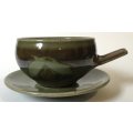 David Frith Brookhouse pottery stoneware studio pottery Bowl & saucer North Wales English hand ma...