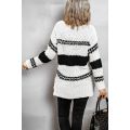 Striped Colourblock V-neck Long Sleeve Knitted Sweater