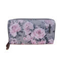 Cotton Road Ladies Double Zip Wallet - Floral Print - Grey & Pink