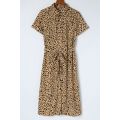 Khaki Leopard Print Midi Dress