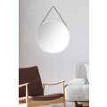Stellar Round Mirror with Leather Strap - White