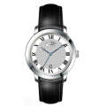 Rotary Men's Quartz Watch with Silver Dial Analogue Display and Black Leather Strap GS42825/01