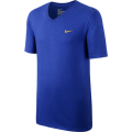 Nike V-Neck T-Shirt embroidered swoosh royal blue - Small