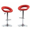 Faux Leather Swivel Cut-out Bar Stool - Set of 2. Available in Black , Brown , Red or White