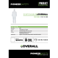 PIONEER SAFETY Overall Disposable Zip & Hood Non Woven White