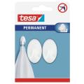 TESA Permanent Hooks Oval Small 2 Hooks White