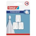 TESA Permanent Hooks Rectangular Small 3 Hooks/ 4 Strips White