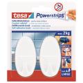 TESA Powerstrips Hooks Large Oval 2 Hooks/ 4 Strips White
