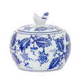 Blue & White Bird Jar 13cm