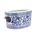Ceramic Footbath/Planter - Blue & White Olives