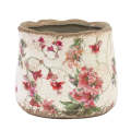 Ceramic Planter - Pink Floral Wavy 12cm