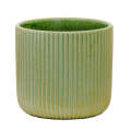 Planter - Ceramic Green Lines 15cm