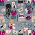 Scarf - Kitty Collage Grey