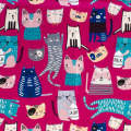 Scarf - Kitty Collage Magenta