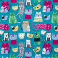 Scarf - Kitty Collage Teal