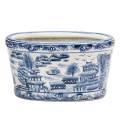 Ceramic Footbath/Planter - Blue & White Oriental