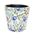 Ceramic Planter - Light Blue and Dark Flowers