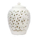 Ginger Jar - White Embossed Flowers Cut-Out 30cm