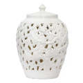 Ginger Jar - White Embossed Flowers Cut-Out 30cm