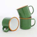 Cup - Enamel Green & Orange 125ml