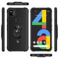 For Google Pixel 4a Shockproof Transparent TPU + Acrylic Protective Case with Ring Holder(Black a...