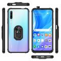 For Huawei Y9s Shockproof Transparent TPU + Acrylic Protective Case with Ring Holder(Blue)