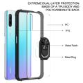 For Huawei Y9s Shockproof Transparent TPU + Acrylic Protective Case with Ring Holder(Blue)